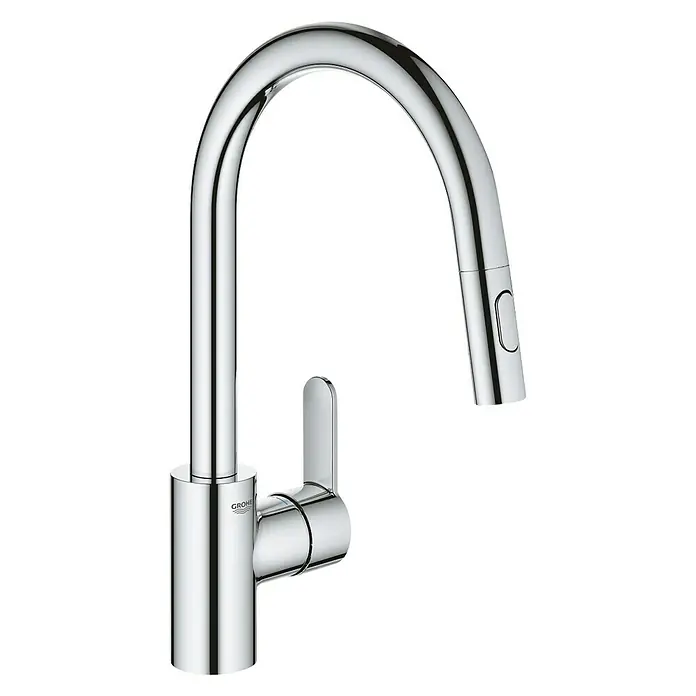 Grohe Eurostyle Cosmopolitan Spültischarmatur - Chrom, Glänzend, Auslauf schwenkbar, Anzahl Funktionen: 2 Stk. - Diagonale Ansicht