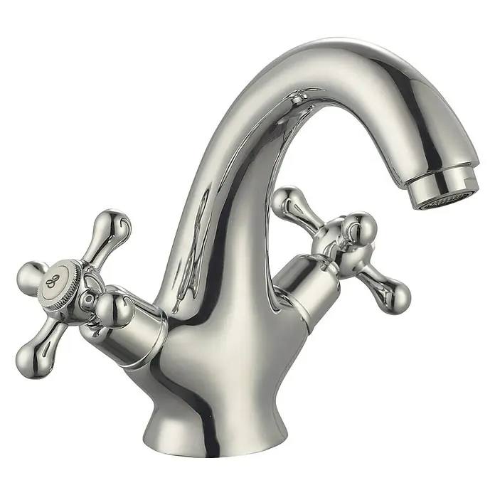 Rousseau Grifo de lavabo bimando Beverley - Cromo, Caño alto - Vista angular
