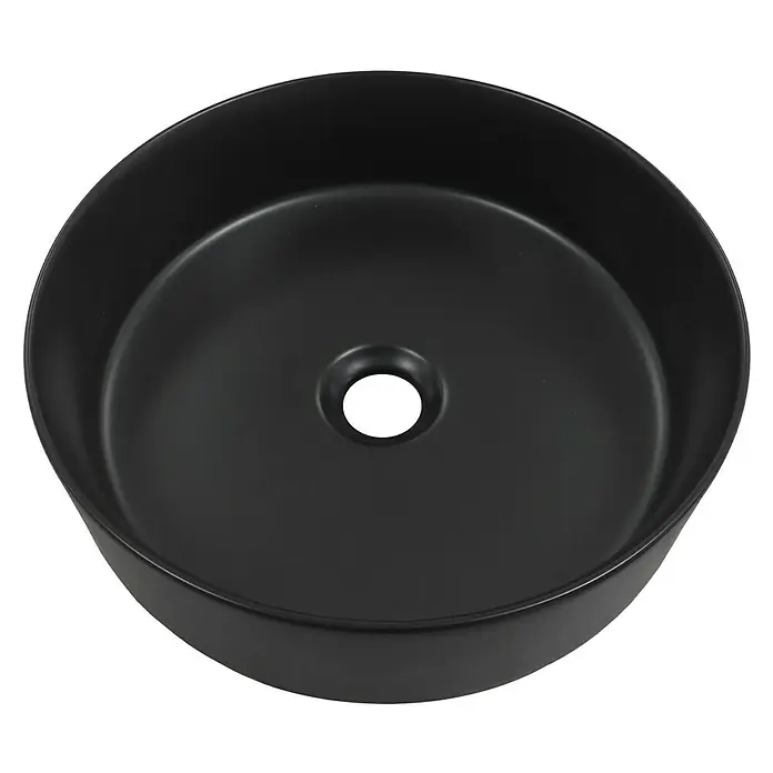 Lavabo de sobremesa Rund - 36 x 36 cm, Sin desbordamiento, Negro - Vista angular