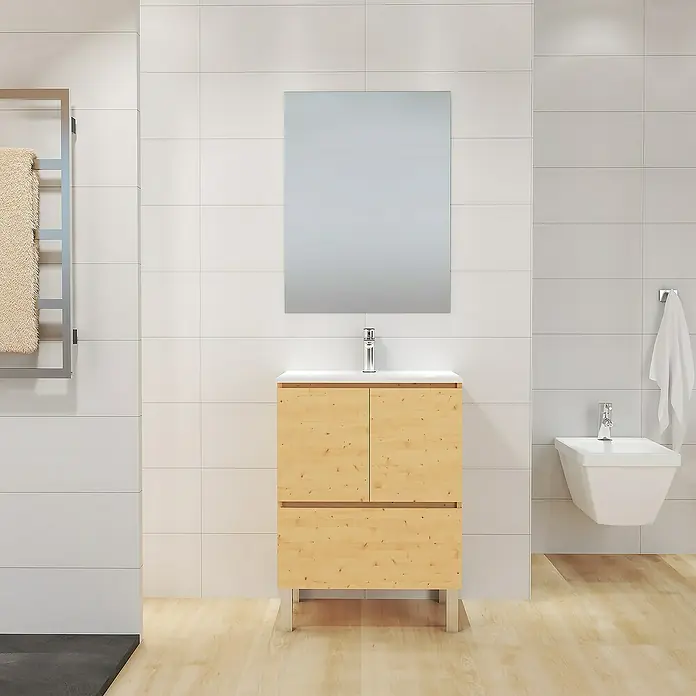 Mueble de lavabo Pine - L x An x Al: 44,6 x 60 x 82 cm, Pino, Estilo madera - Foto ambiente