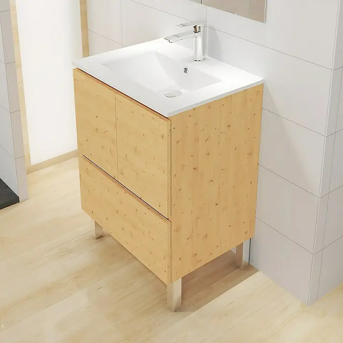 Mueble de lavabo Pine - L x An x Al: 44,6 x 60 x 82 cm, Pino, Estilo madera - Foto ambiente