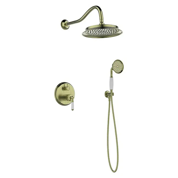 Rousseau Conjunto de ducha empotrado Wall Retro - Bronce - Vista angular