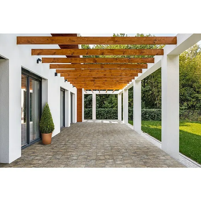 Terrassenplatte Latina - 48 x 24 x 3 cm, Muschelkalk, Beton - Stimmungsaufnahme