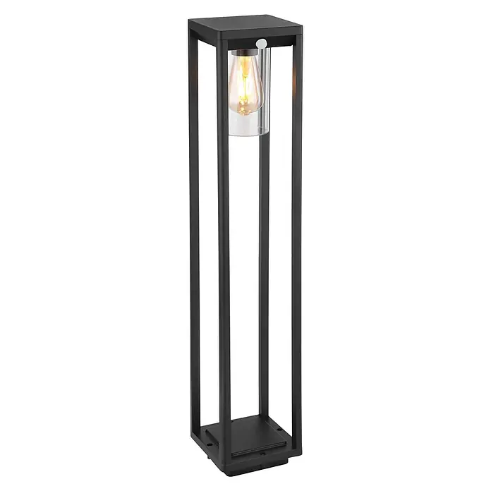 Globo LED-Außenwegleuchte Candela - 15 W, L x B x H: 15,5 x 15 x 80 cm, Schwarz, E27, Mit Bewegungsmelder - Diagonale Ansicht