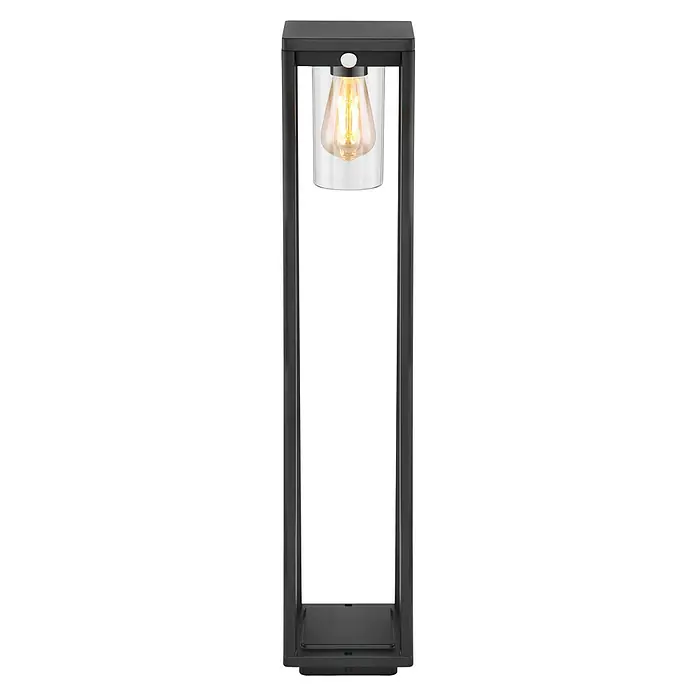 Globo LED-Außenwegleuchte Candela - 15 W, L x B x H: 15,5 x 15 x 80 cm, Schwarz, E27, Mit Bewegungsmelder - Vorderansicht