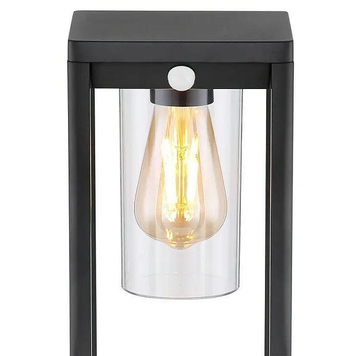 Globo LED-Außenwegleuchte Candela - 15 W, L x B x H: 15,5 x 15 x 80 cm, Schwarz, E27, Mit Bewegungsmelder - Detailaufnahme