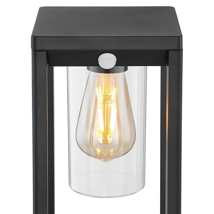 Globo LED-Außenwegleuchte Candela - 15 W, L x B x H: 15,5 x 15 x 35 cm, Schwarz, E27, Mit Bewegungsmelder - Detailaufnahme