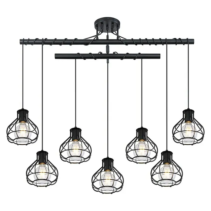 Globo Pendelleuchte Clastra - 420 W, L x B x H: 100 x 18 x 100 cm, Schwarz, E27 - Vorderansicht