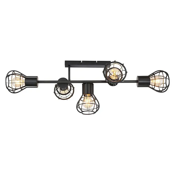 Globo Deckenleuchte Clastra - 200 W, L x B x H: 90 x 37 x 30 cm, Schwarz, E27 - Vorderansicht