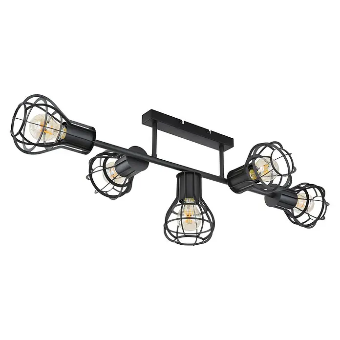 Globo Deckenleuchte Clastra - 200 W, L x B x H: 90 x 37 x 30 cm, Schwarz, E27 - Diagonale Ansicht