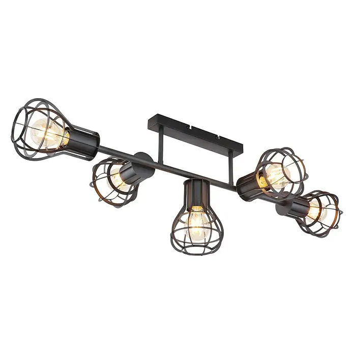 Globo Deckenleuchte Clastra - 200 W, L x B x H: 90 x 37 x 30 cm, Schwarz, E27 - Diagonale Ansicht