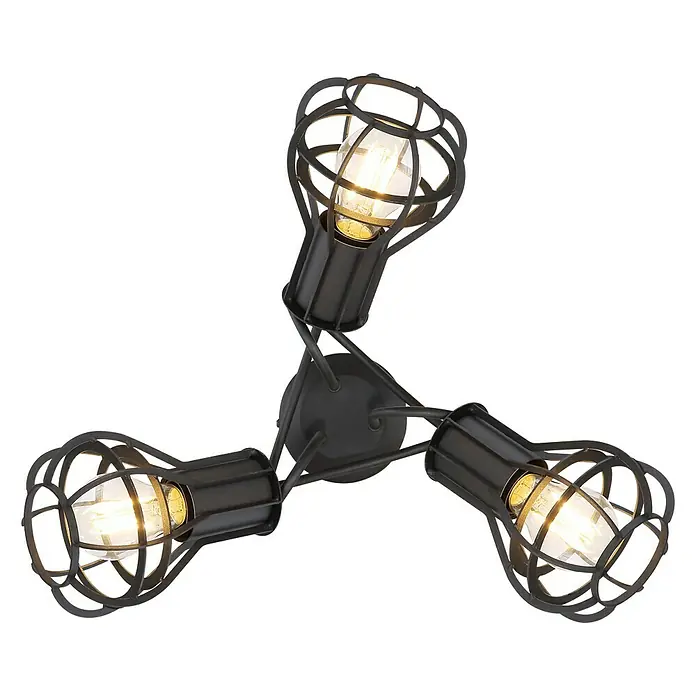 Globo Deckenleuchte Clastra - 120 W, L x B x H: 47 x 47 x 25 cm, Schwarz, E27 - Ansicht von unten