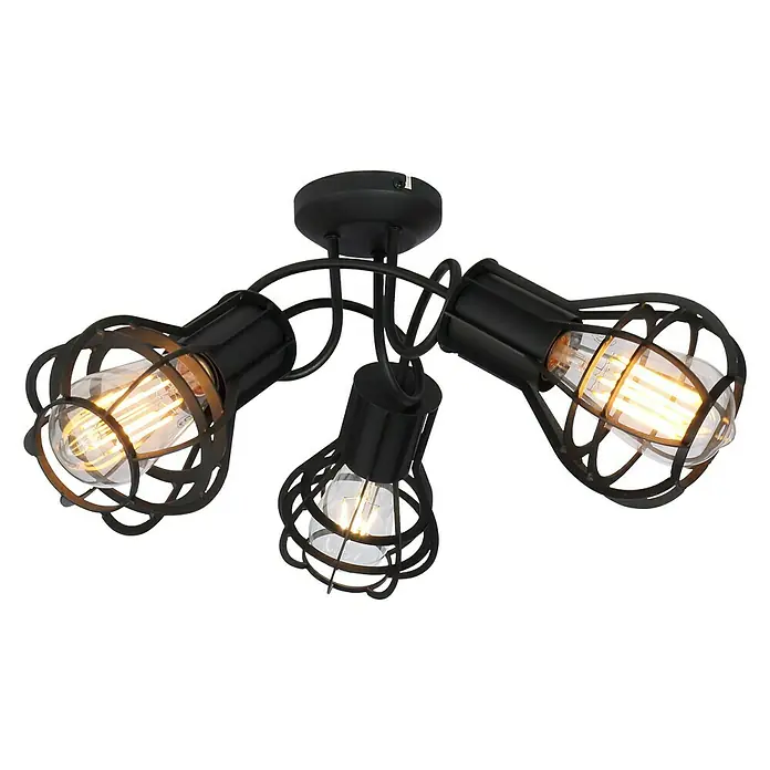 Globo Deckenleuchte Clastra - 120 W, L x B x H: 47 x 47 x 25 cm, Schwarz, E27 - Ansicht von unten