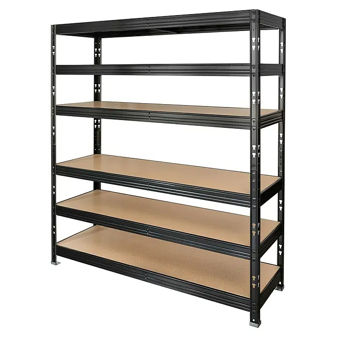 Stellingkast voor zware lasten - l x b x h: 50 x 120 x 180 cm, Draagkracht: 300 kg/verdieping, Insteken, Zwart - Diagonaal zicht