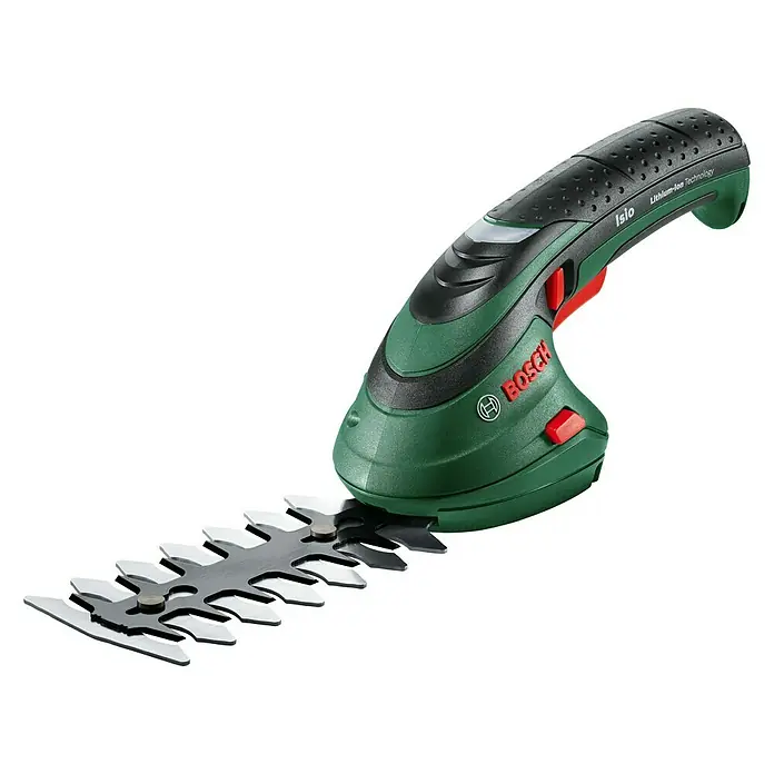 Bosch ISIO Set škara za travu i grmlje - 3,6 V, Litij-ionska, 1,5 Ah, 1 baterija, Širina noža: 8 cm, Vrijeme rada akumulatora: 50 min - Dijagonalni pogled