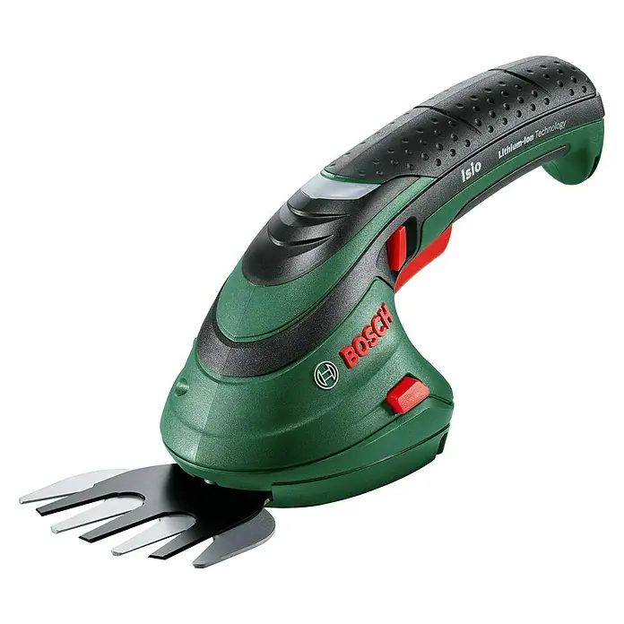 Bosch ISIO Set škara za travu i grmlje - 3,6 V, Litij-ionska, 1,5 Ah, 1 baterija, Širina noža: 8 cm, Vrijeme rada akumulatora: 50 min - Dijagonalni pogled