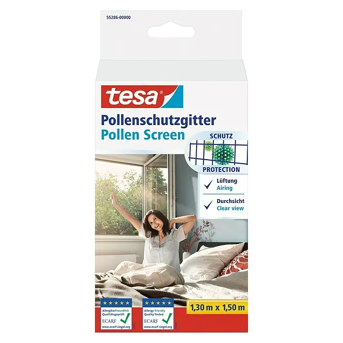 Tesa Insect Stop Malla protectora anti-polen - Color tejido: Negro, An x L: 130 x 150 cm, Fijación por velcro - Vista frontal