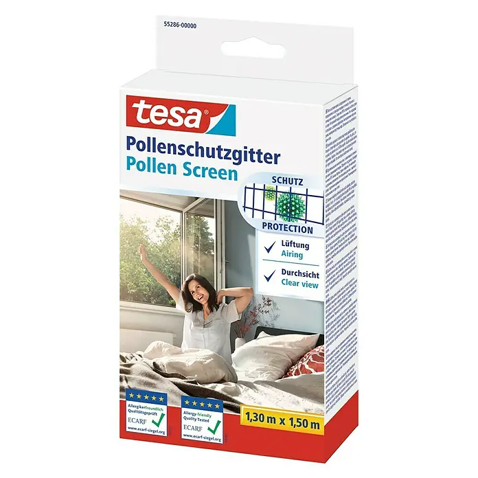 Tesa Insect Stop Malla protectora anti-polen - Color tejido: Negro, An x L: 130 x 150 cm, Fijación por velcro - Vista angular