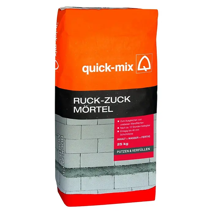 Quick-Mix Kalkzementputz Ruck Zuck Mörtel - 25 kg - Diagonale Ansicht