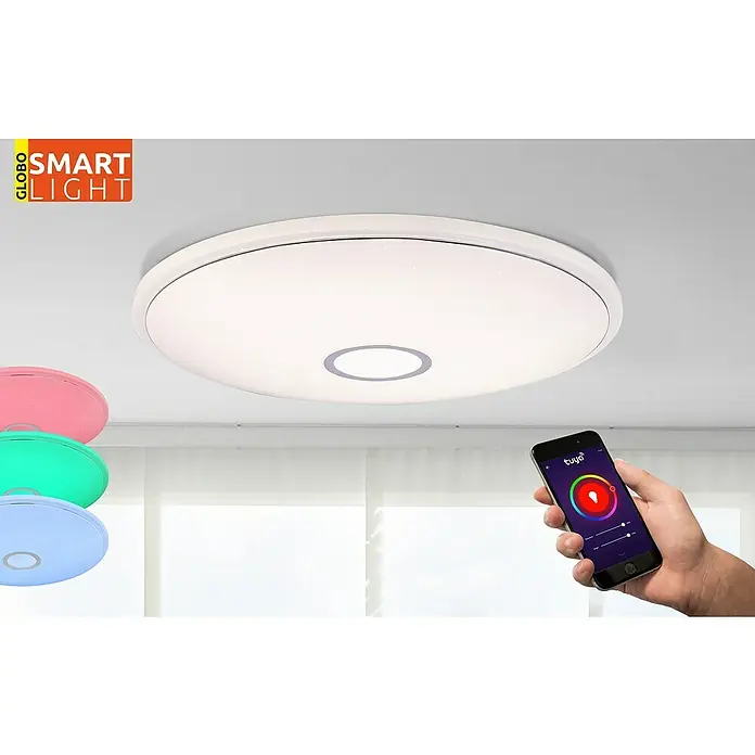Globo Smart-LED-Deckenleuchte rund Connor - 30 W, Ø x H: 50 x 6,5 cm, Weiß/Opal, RGBW - Anwendungsbeispiel