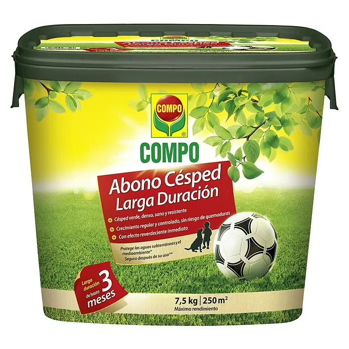 Compo Abono para césped Grandes Jardines - 7,5 kg, Contenido suficiente para: 250 m² - Vista frontal