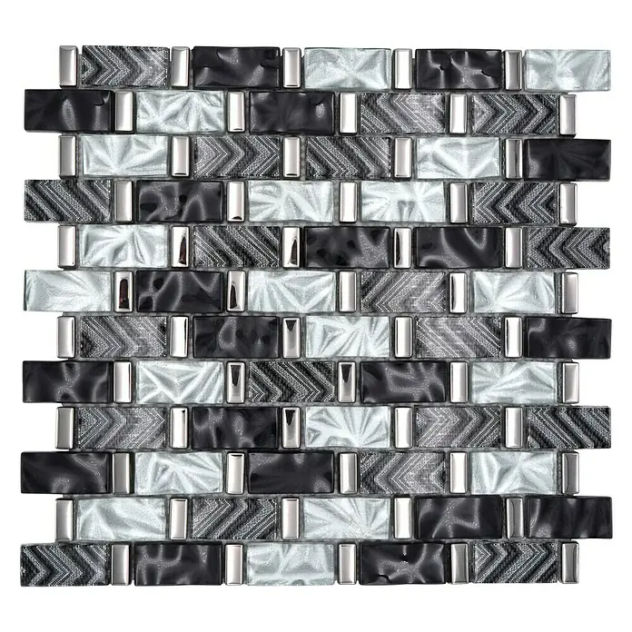 Mozaïektegel brick glas XCM MW10 - 31 x 30 cm, Zilver, Glanzend - Bovenaanzicht