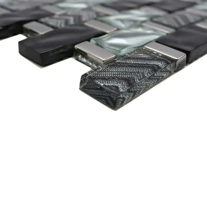 Mozaïektegel brick glas XCM MW10 - 31 x 30 cm, Zilver, Glanzend - Close-up