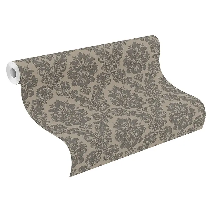 Rasch Trianon XIII Vliestapete Barock - Taupe, Ornament, 10,05 x 0,53 m - Diagonale Ansicht