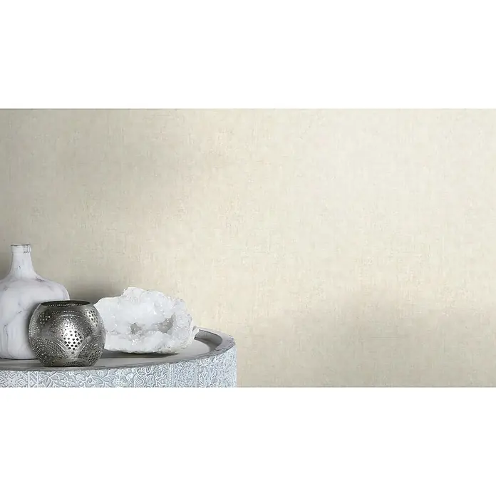 Rasch LOFT Vliestapete Uni - Creme, Betonoptik, 10,05 x 0,53 m - Stimmungsaufnahme
