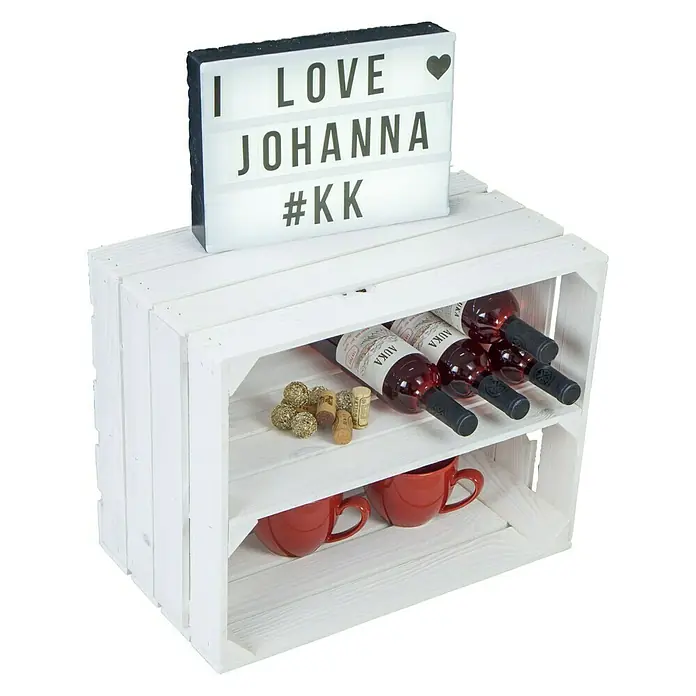 Holzregal Johanna - B x H: 40 x 30 cm, Holz, Weiß - Diagonale Ansicht
