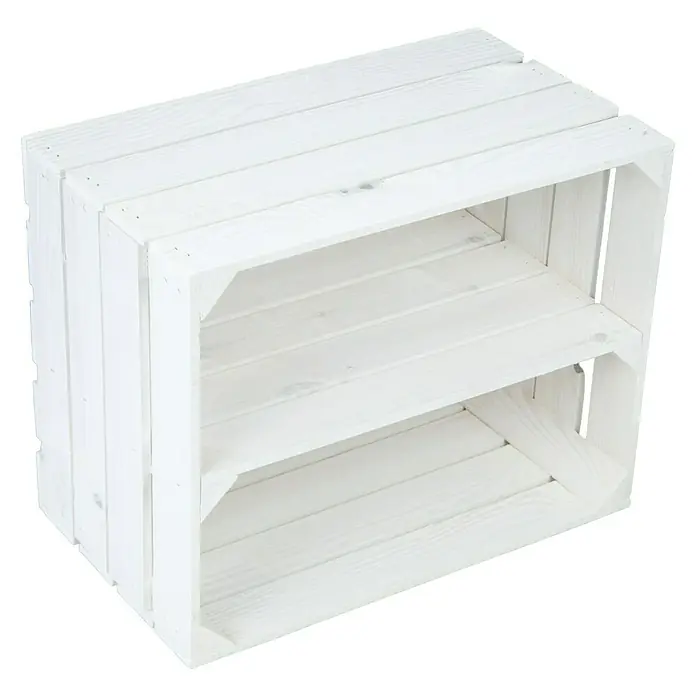 Holzregal Johanna - B x H: 40 x 30 cm, Holz, Weiß - Diagonale Ansicht