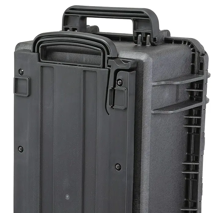 Wasserdichter Koffer MAX520TR - L x B x H: 585 x 361 x 238 mm, Mit Würfelschaumstoffeinlage, Ausziehbarer Trolley, Schwarz, Kunststoff - Detailaufnahme