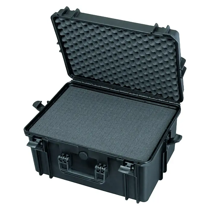 Wasserdichter Koffer MAX505TR - L x B x H: 555 x 437 x 326 mm, Mit Würfelschaumstoffeinlage, Ausziehbarer Trolley, Schwarz, Kunststoff - Diagonale Ansicht