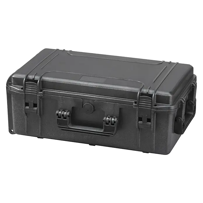 Wasserdichter Koffer MAX520 - L x B x H: 574 x 361 x 225 mm, Ohne Schaumstoffeinlage, Schwarz, Kunststoff - Diagonale Ansicht