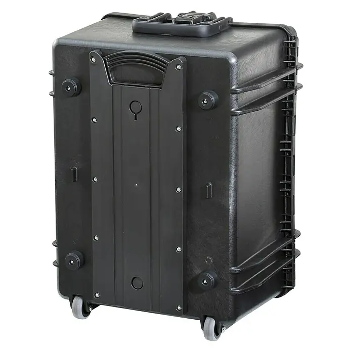 Wasserdichter Koffer MAX620TR - L x B x H: 687 x 528 x 376 mm, Mit Würfelschaumstoffeinlage, Ausziehbarer Trolley, Schwarz, Kunststoff - Diagonale Ansicht