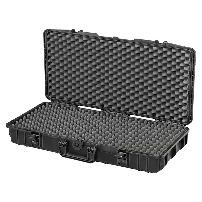 Wasserdichter Koffer MAX800 - L x B x H: 850 x 440 x 158 mm, Mit Noppenschaumstoffeinlage, Passend für: Waffen, Schwarz, Kunststoff - Diagonale Ansicht