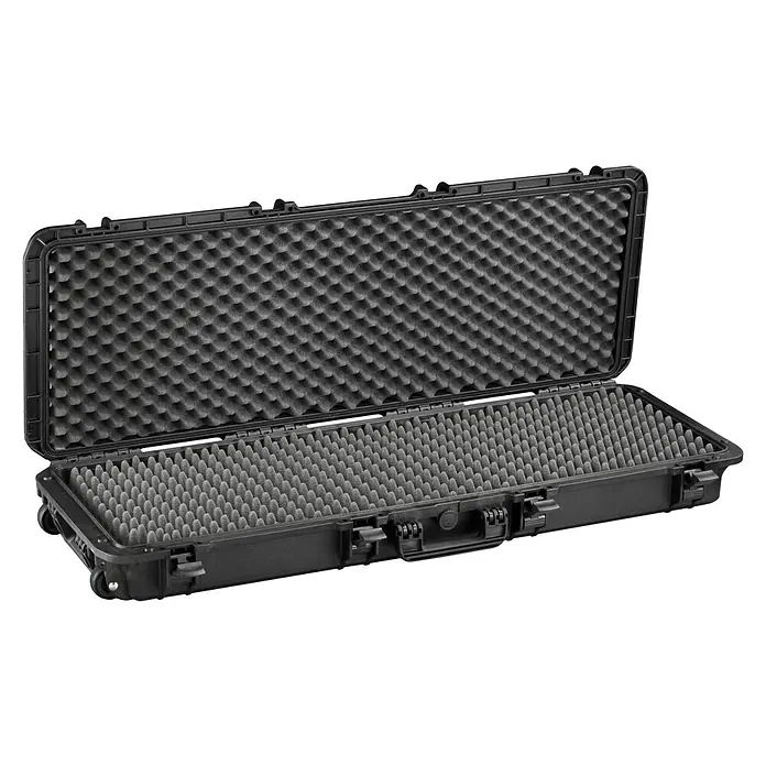 Wasserdichter Koffer MAX1100 - L x B x H: 1.177 x 450 x 158 mm, Mit Noppenschaumstoffeinlage, Passend für: Waffen, Schwarz, Kunststoff - Diagonale Ansicht