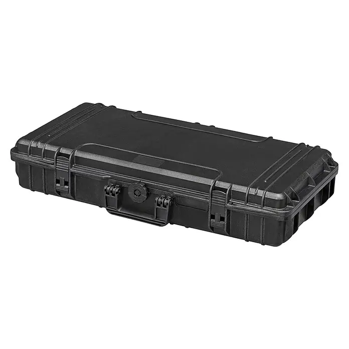 Wasserdichter Koffer MAX800 - L x B x H: 850 x 440 x 158 mm, Mit Würfelschaumstoffeinlage, Passend für: Waffen, Schwarz, Kunststoff - Diagonale Ansicht