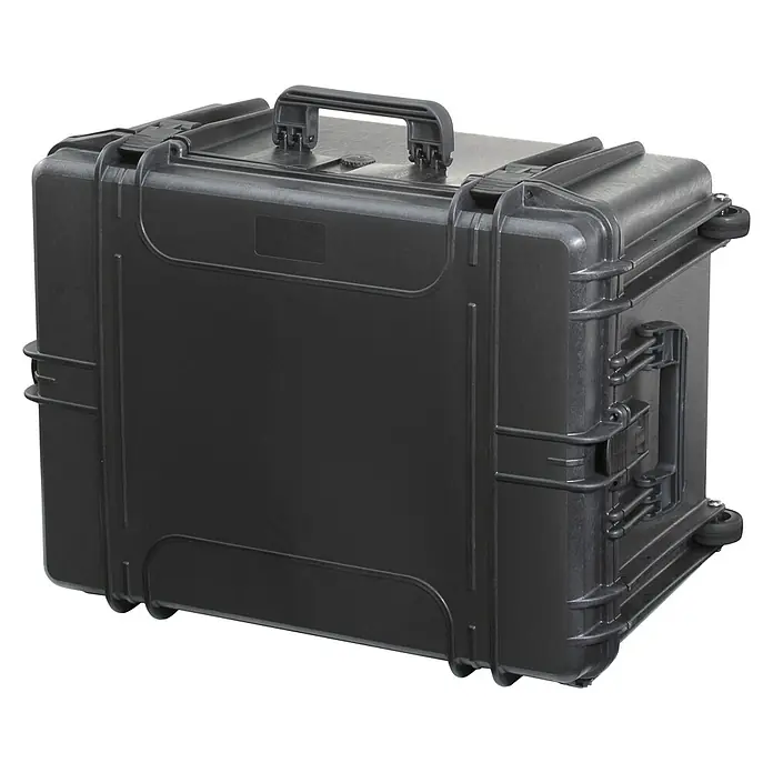 Wasserdichter Koffer MAX620 - L x B x H: 687 x 528 x 366 mm, Ohne Schaumstoffeinlage, Schwarz, Kunststoff - Diagonale Ansicht
