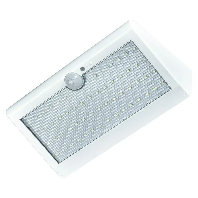 Arte confort Aplique solar LED para exterior Osiris - Detector de movimiento, 3,5 W, Copolímero de nitrilo acrílico, butadieno y estireno (ABS), Blanco frío, Blanco - Vista angular