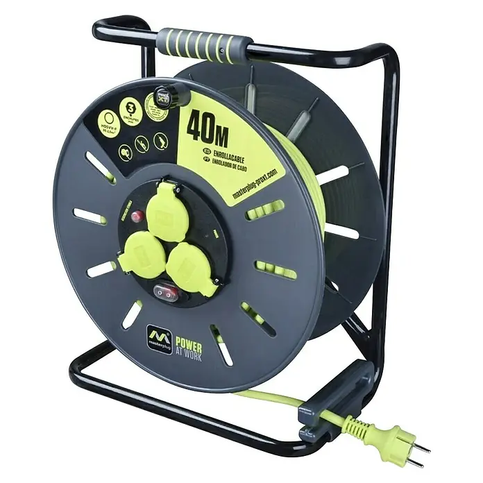 Luceco Enrollacables de plástico Profi - x 3, Para exterior, RV-K3G2,5, 40 m - Vista angular