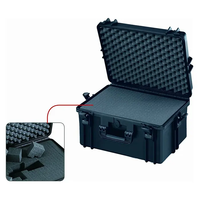 Wasserdichter Koffer MAX505 - L x B x H: 555 x 428 x 306 mm, Mit Würfelschaumstoffeinlage, Schwarz, Kunststoff - Anwendungsbeispiel