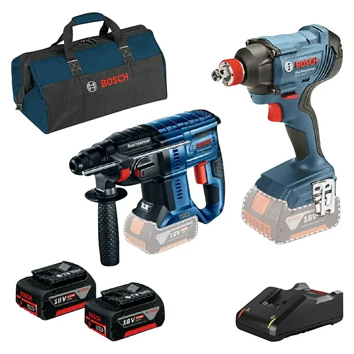 Bosch Professional Set strojeva GBH 180-LI + GDX 180-LI - 18 V, 2 baterije, 4 Ah - Dijagonalni pogled
