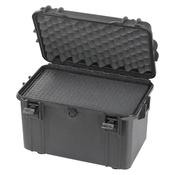 Wasserdichter Koffer MAX400 - L x B x H: 456 x 290 x 318 mm, Mit Würfelschaumstoffeinlage, Schwarz, Kunststoff - Diagonale Ansicht