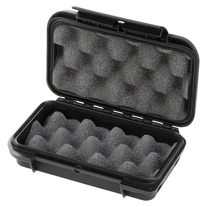 Wasserdichter Koffer MAXGRIP - L x B x H: 175 x 115 x 47 mm, Mit Noppenschaumstoffeinlage, Schwarz, Kunststoff - Diagonale Ansicht