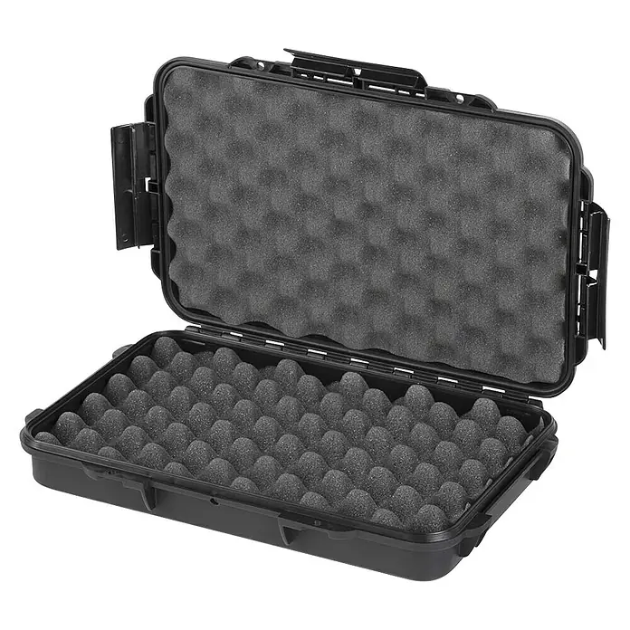Wasserdichter Koffer MAXGRIP - L x B x H: 350 x 230 x 59 mm, Mit Noppenschaumstoffeinlage, Schwarz, Kunststoff - Diagonale Ansicht