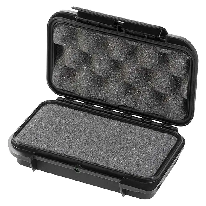 Wasserdichter Koffer MAXGRIP - L x B x H: 175 x 115 x 47 mm, Mit Würfelschaumstoffeinlage, Schwarz, Kunststoff - Diagonale Ansicht