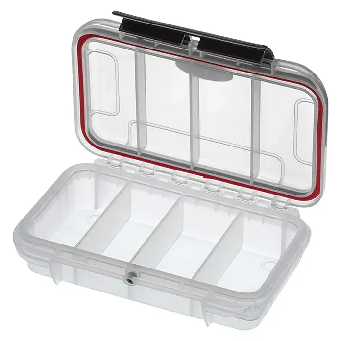 Wasserdichter Koffer MAXGRIP - L x B x H: 175 x 115 x 47 mm, Mit Unterteilungen, Transparent, Kunststoff - Diagonale Ansicht