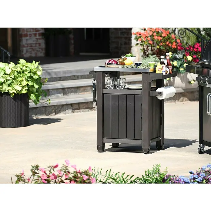Keter Mesa auxiliar de jardín Unity - L x An: 82 x 52 cm, Marrón - Foto ambiente