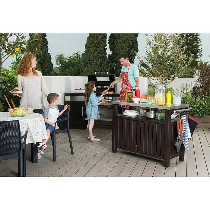 Keter Mesa de servicio Unity XL - 123,7 x 54 cm, Plástico - Producto en uso